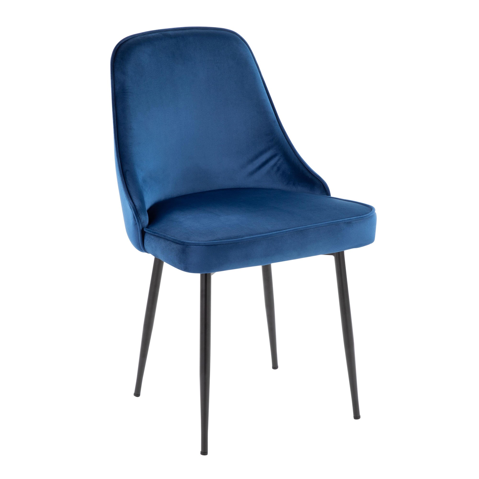 Marcel Navy Velvet Black Leg Contemporary Dining Chairs (Set of 2) 4 Marcel Navy Velvet Black Leg Contemporary Dining Chairs (Set of 2) - Image 4
