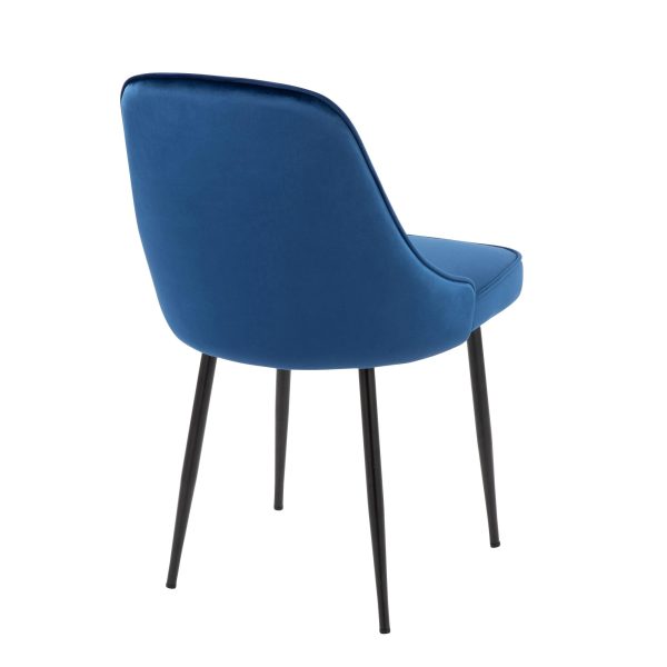 Marcel Navy Velvet Black Leg Contemporary Dining Chairs Set of 2 5