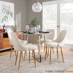 Marcel White Faux Leather Contemporary Dining Chairs Gold Frame (Set of 2) 12 Marcel White Faux Leather Contemporary Dining Chairs Gold Frame (Set of 2)