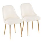 Marcel White Faux Leather Contemporary Dining Chairs Gold Frame (Set of 2) 13 Marcel White Faux Leather Contemporary Dining Chairs Gold Frame (Set of 2)