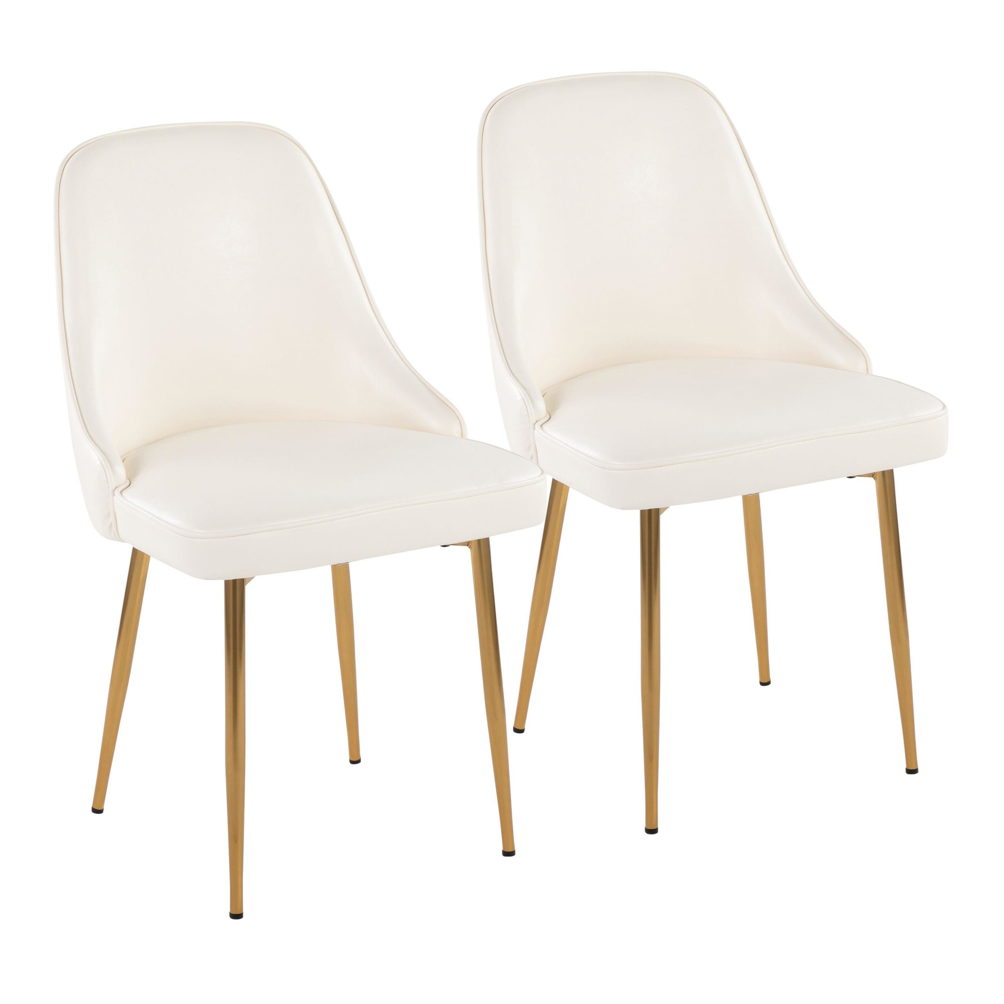 Marcel White Faux Leather Contemporary Dining Chairs Gold Frame (Set of 2) 3 Marcel White Faux Leather Contemporary Dining Chairs Gold Frame (Set of 2) - Image 3