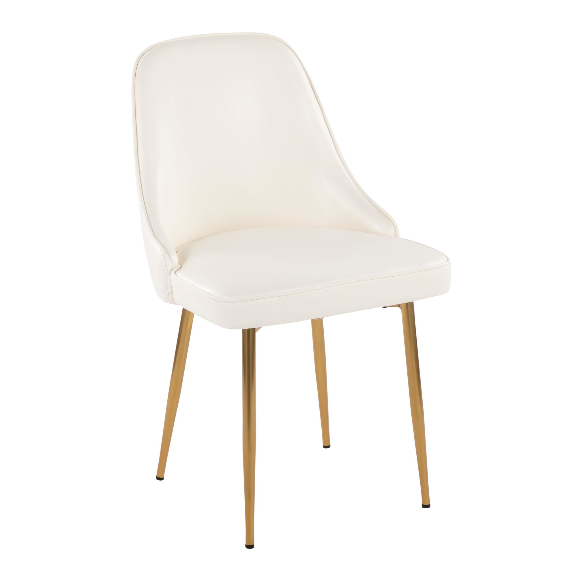 Marcel White Faux Leather Contemporary Dining Chairs Gold Frame (Set of 2) 4 Marcel White Faux Leather Contemporary Dining Chairs Gold Frame (Set of 2) - Image 4