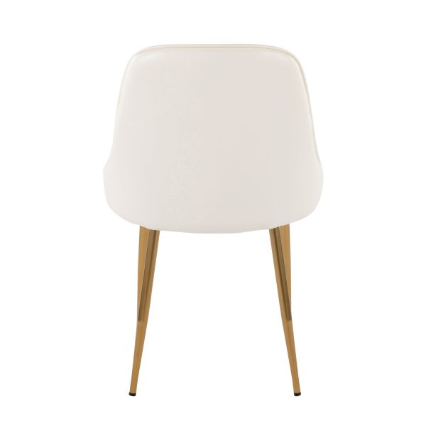 Marcel White Faux Leather Contemporary Dining Chairs Gold Frame Set of 2 6