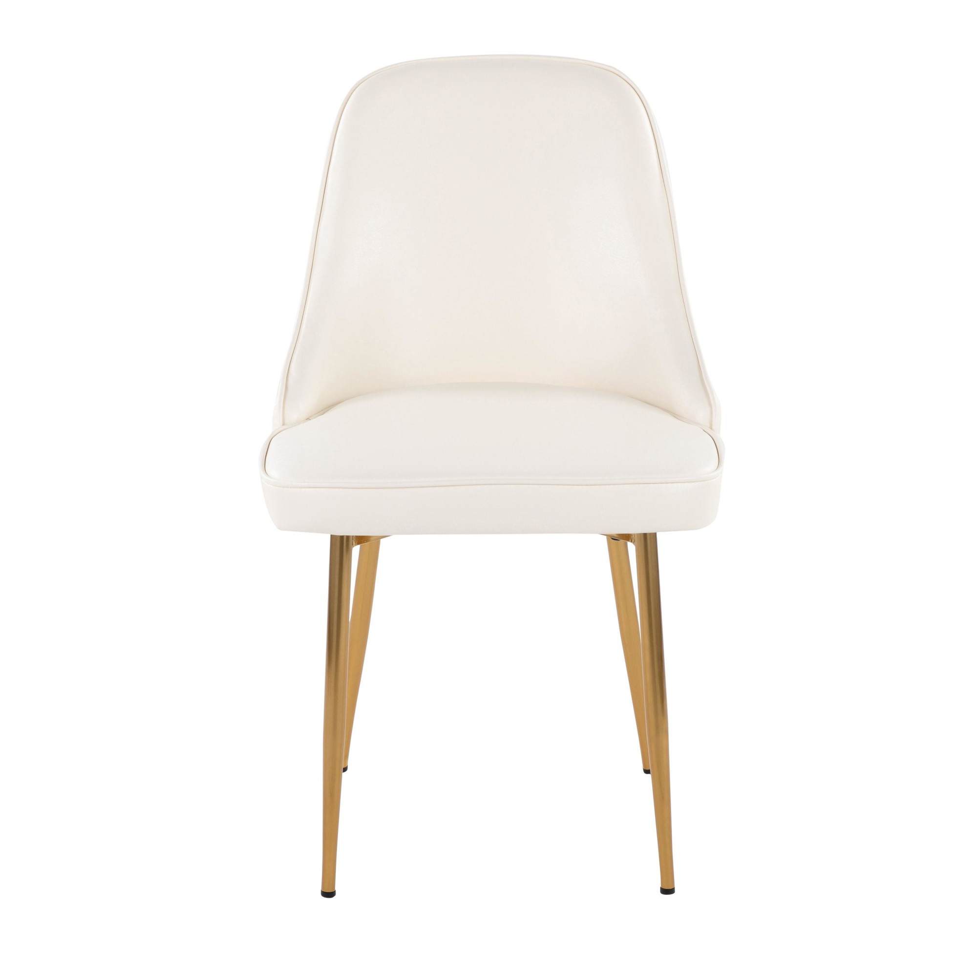 Marcel White Faux Leather Contemporary Dining Chairs Gold Frame (Set of 2) 8 Marcel White Faux Leather Contemporary Dining Chairs Gold Frame (Set of 2) - Image 8