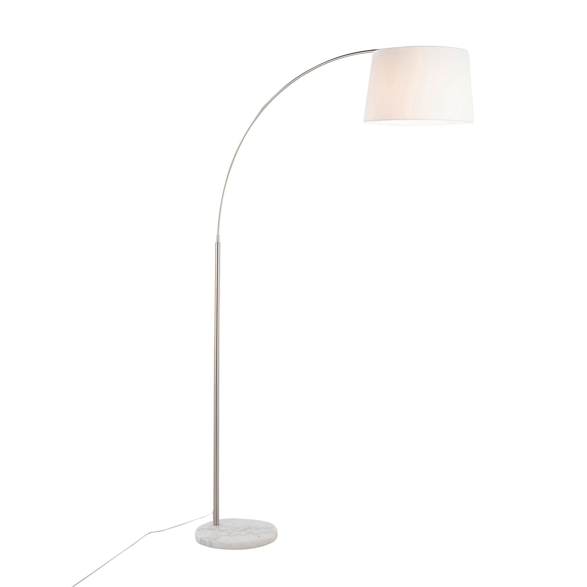 March Contemporary Floor Lamp White Marble Nickel Linen Shade 2 March Contemporary Floor Lamp White Marble Nickel Linen Shade - Image 2