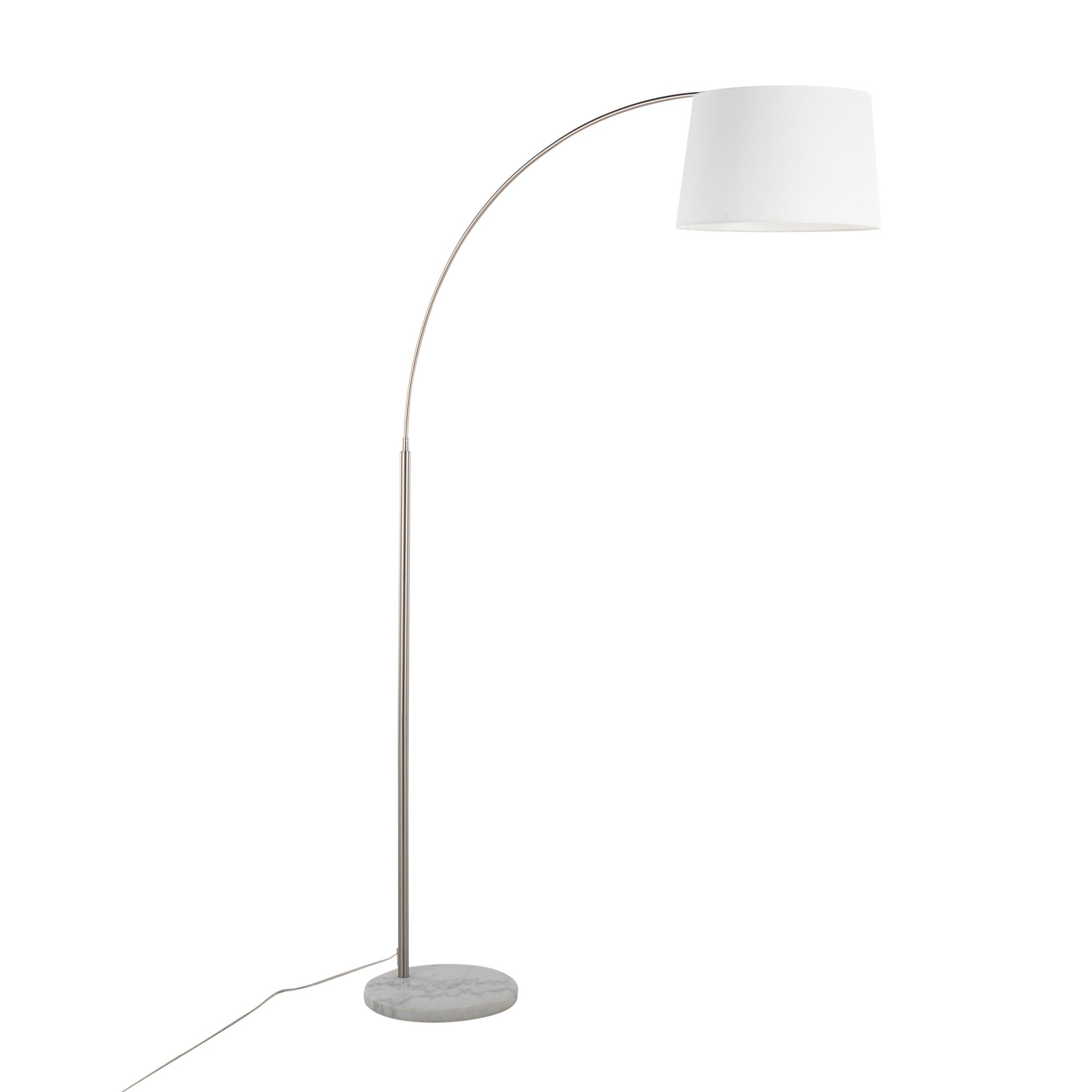 March Contemporary Floor Lamp White Marble Nickel Linen Shade 3 March Contemporary Floor Lamp White Marble Nickel Linen Shade - Image 3