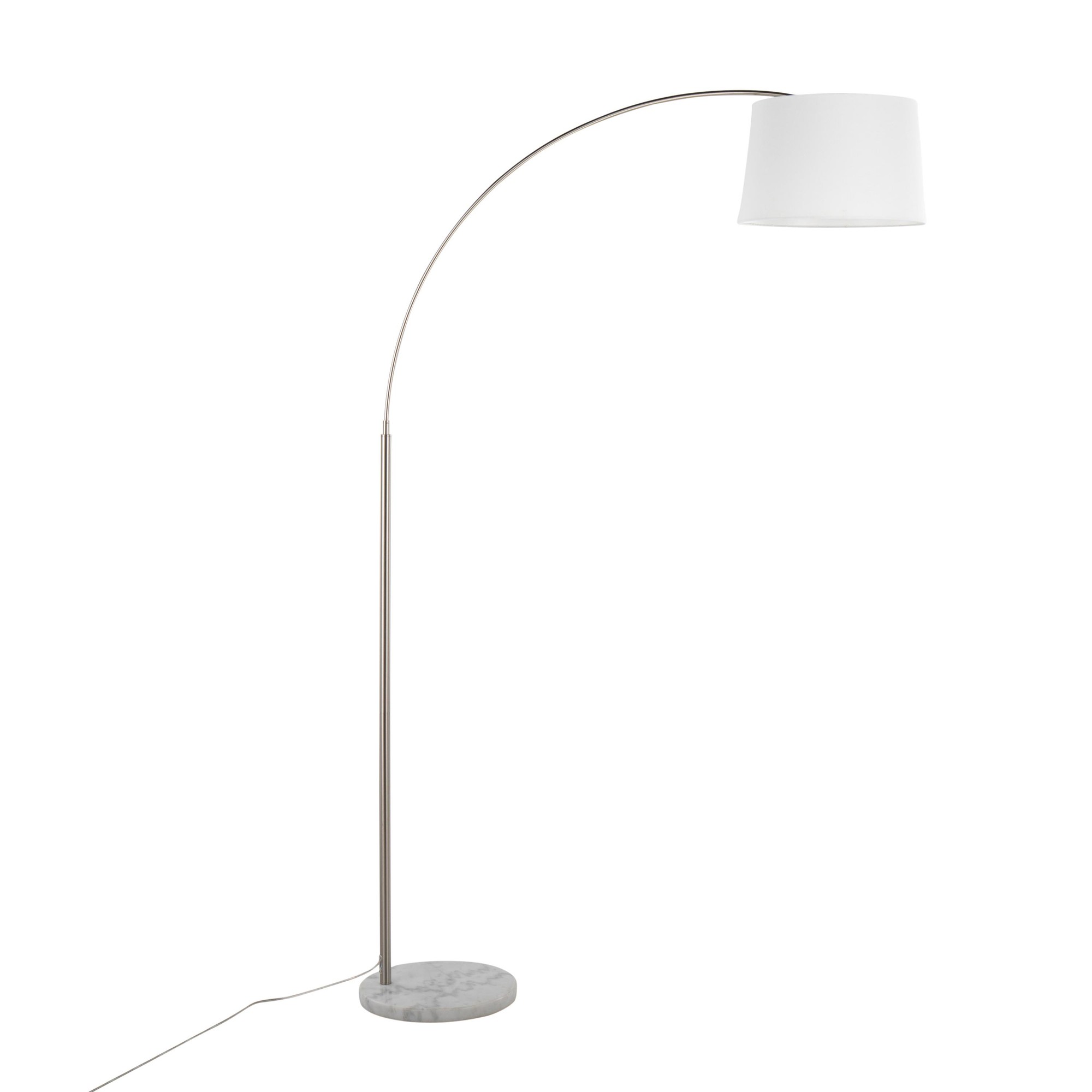 March Contemporary Floor Lamp White Marble Nickel Linen Shade 4 March Contemporary Floor Lamp White Marble Nickel Linen Shade - Image 4