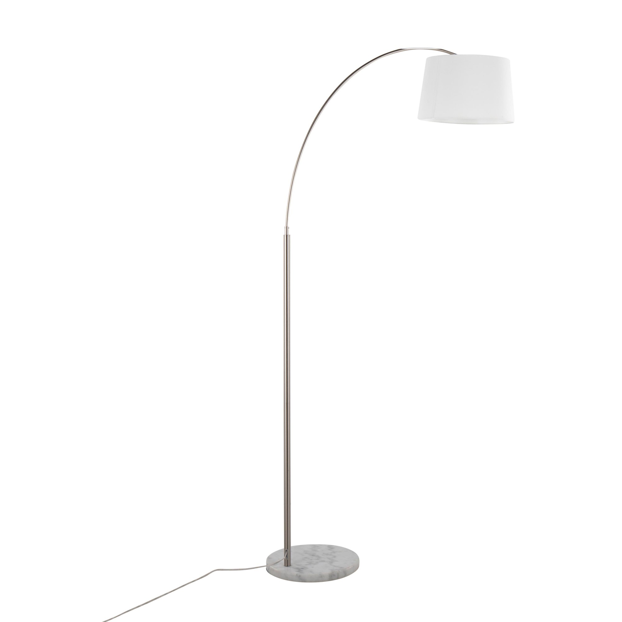 March Contemporary Floor Lamp White Marble Nickel Linen Shade 5 March Contemporary Floor Lamp White Marble Nickel Linen Shade - Image 5