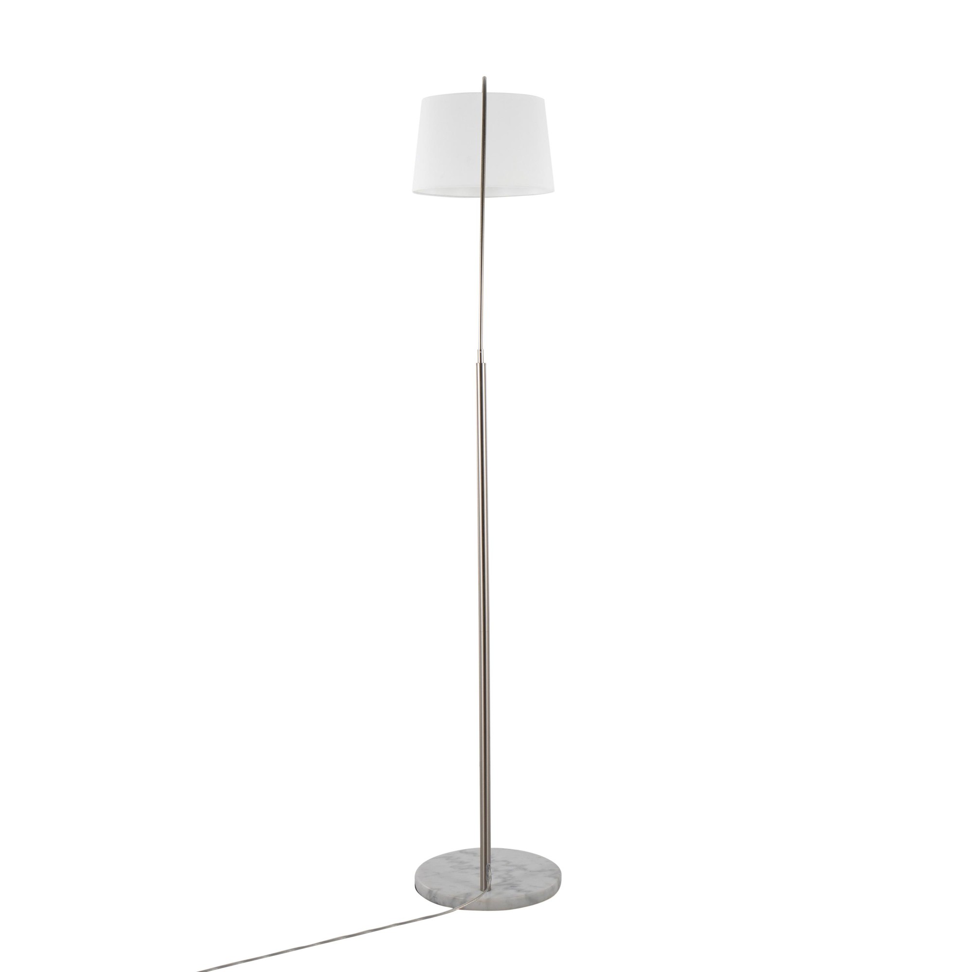 March Contemporary Floor Lamp White Marble Nickel Linen Shade 6 March Contemporary Floor Lamp White Marble Nickel Linen Shade - Image 6