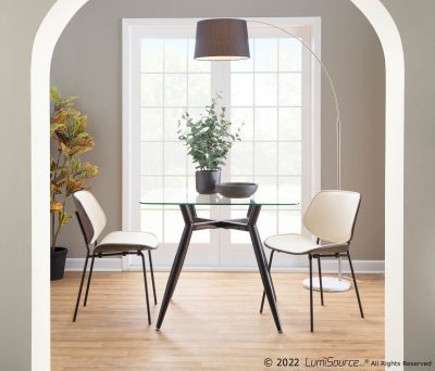 March Contemporary Marble Base Linen Shade Floor Lamp