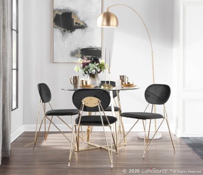 March Contemporary White Marble and Brass Arc Floor Lamp