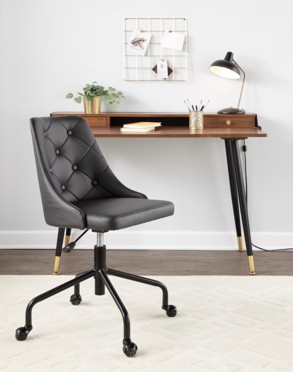Marche Black Faux Leather Contemporary Adjustable Office Chair 1