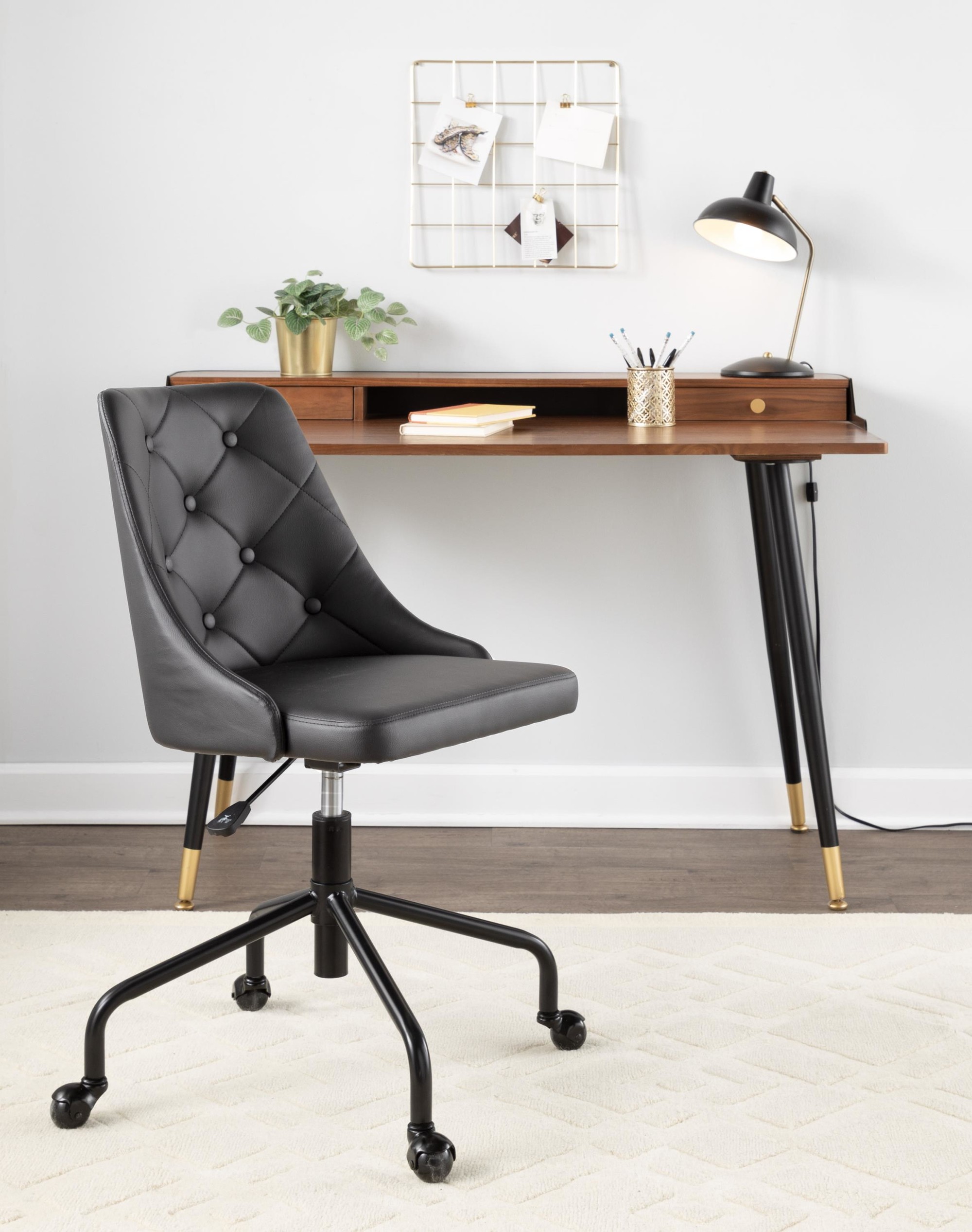 Marche Black Faux Leather Contemporary Adjustable Office Chair 2 Marche Black Faux Leather Contemporary Adjustable Office Chair - Image 2