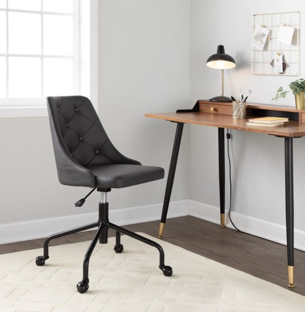Marche Black Faux Leather Contemporary Adjustable Office Chair