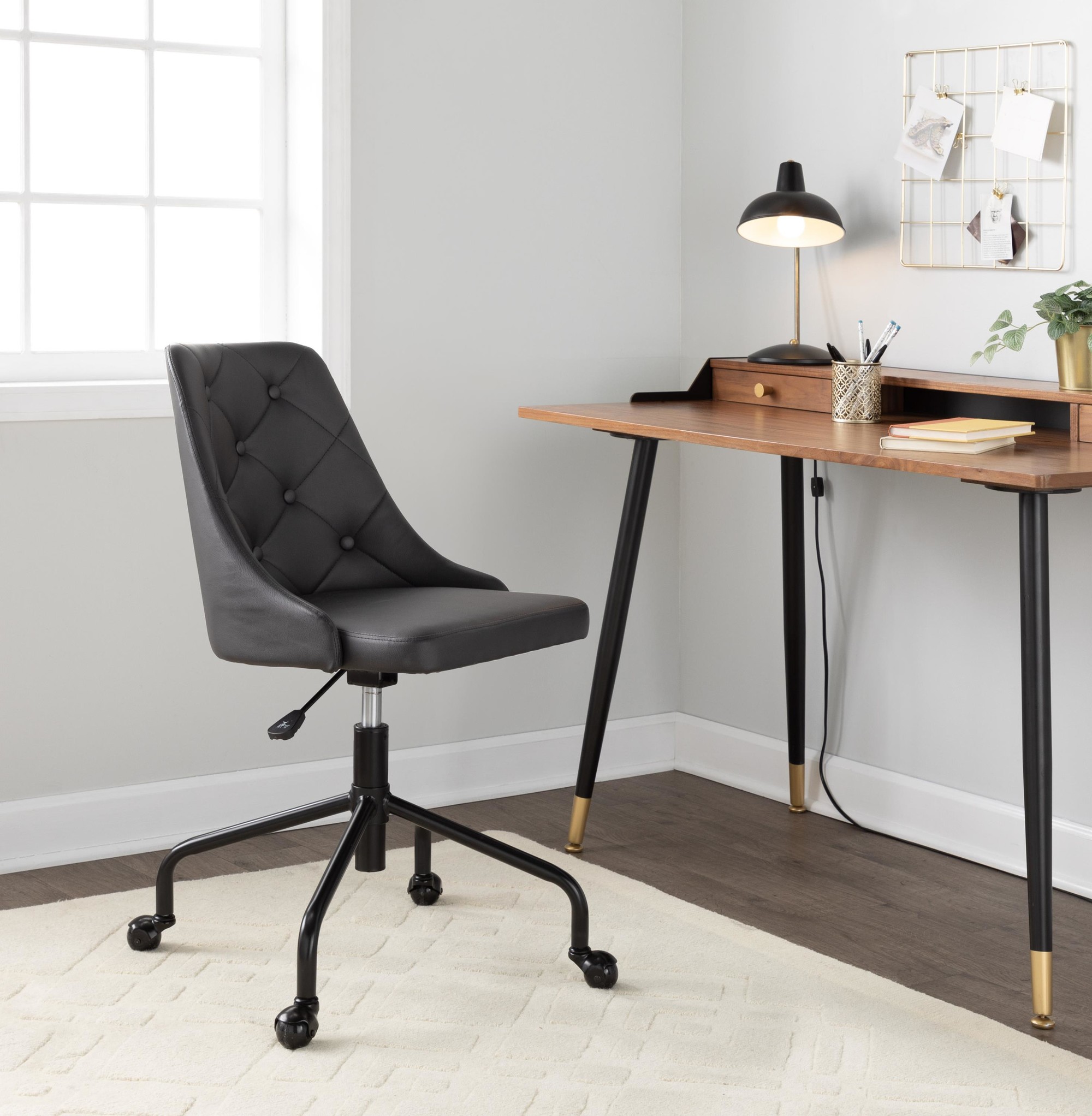 Marche Black Faux Leather Contemporary Adjustable Office Chair 1 Marche Black Faux Leather Contemporary Adjustable Office Chair