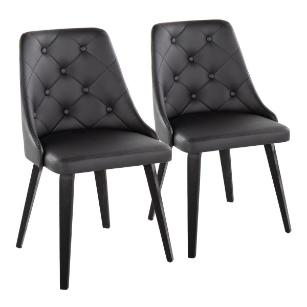 Marche Black Faux Leather Contemporary Dining Chairs Set of 2 1