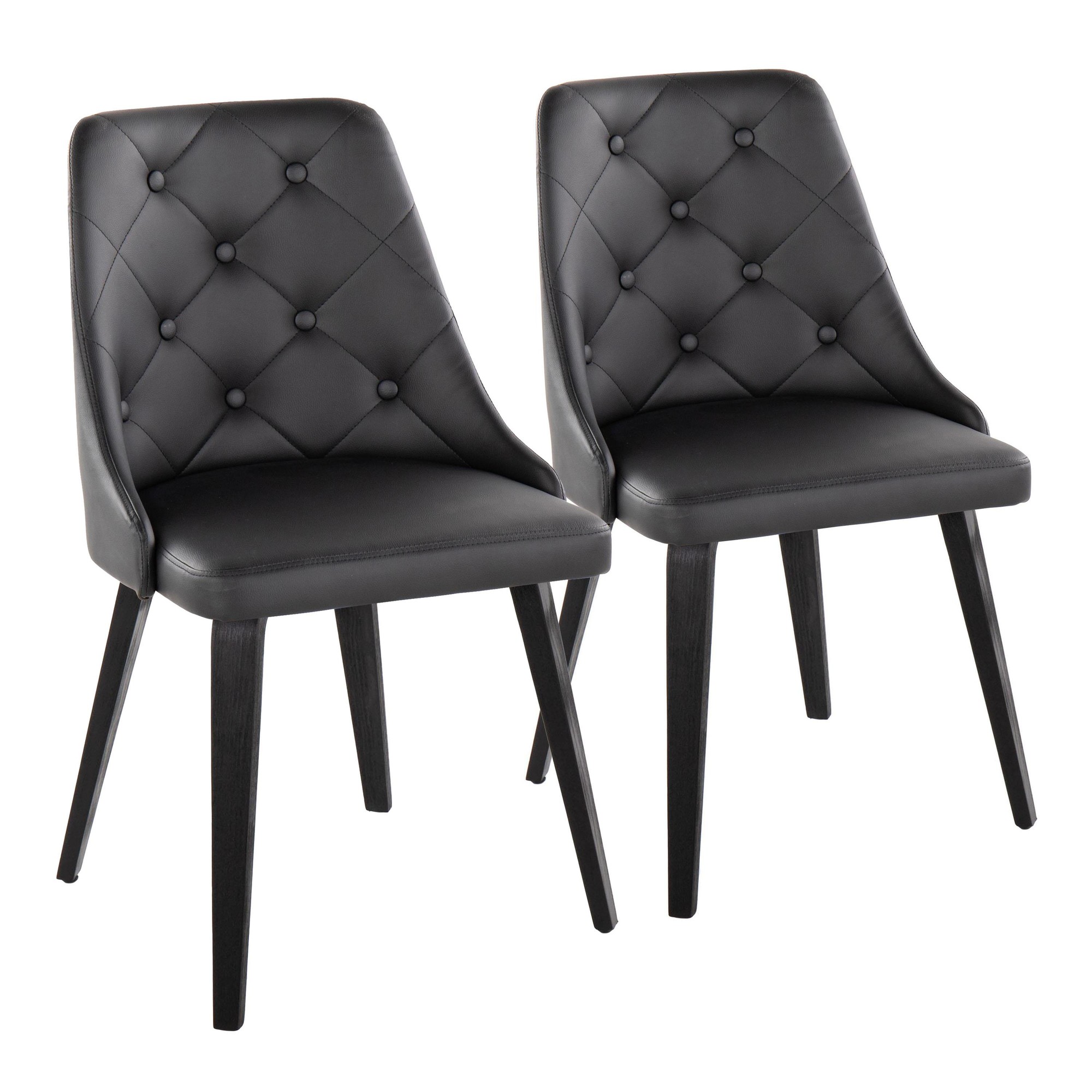 Marche Black Faux Leather Contemporary Dining Chairs (Set of 2) 2 Marche Black Faux Leather Contemporary Dining Chairs (Set of 2) - Image 2