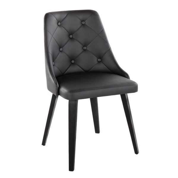 Marche Black Faux Leather Contemporary Dining Chairs Set of 2 2
