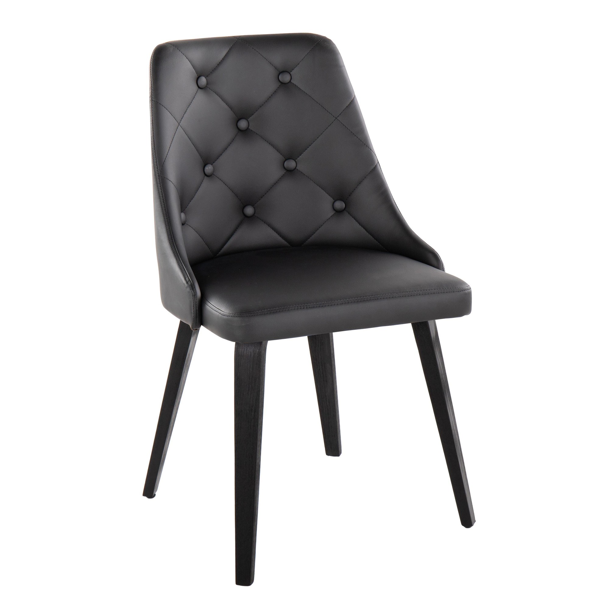 Marche Black Faux Leather Contemporary Dining Chairs (Set of 2) 3 Marche Black Faux Leather Contemporary Dining Chairs (Set of 2) - Image 3