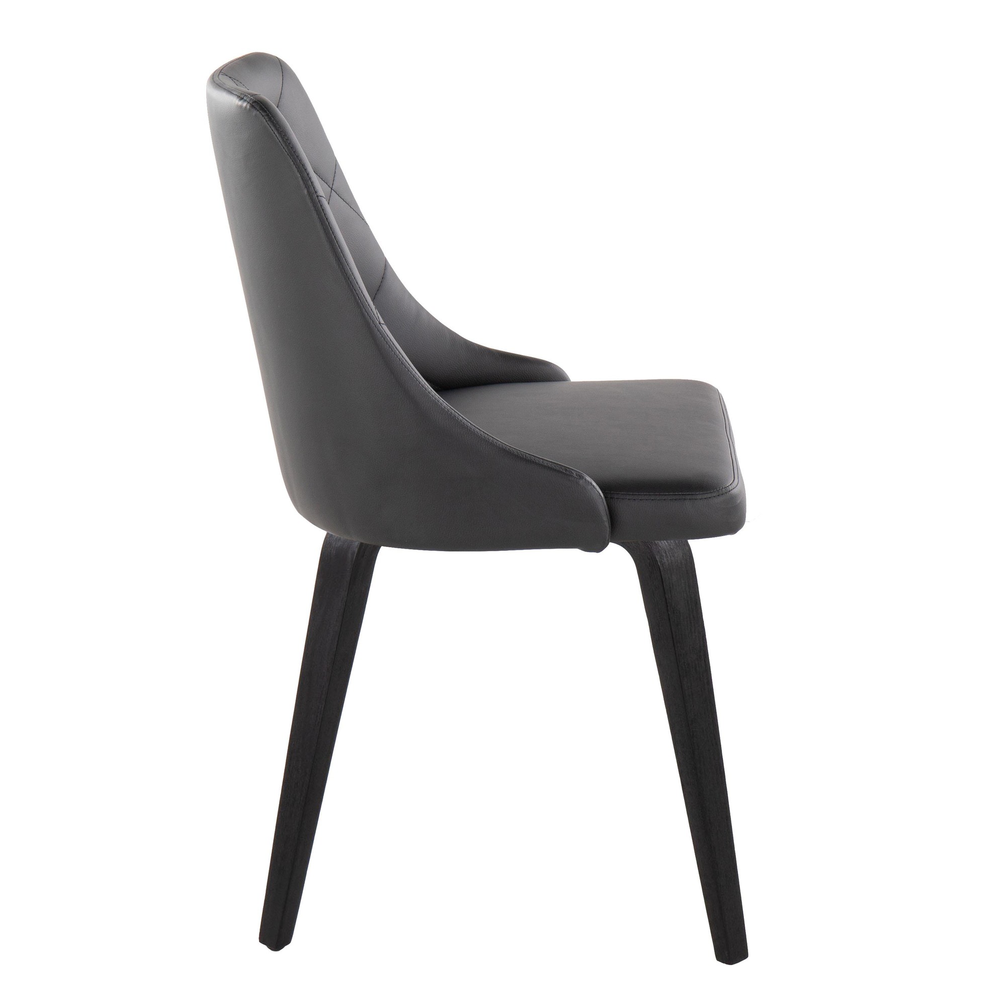 Marche Black Faux Leather Contemporary Dining Chairs (Set of 2) 4 Marche Black Faux Leather Contemporary Dining Chairs (Set of 2) - Image 4