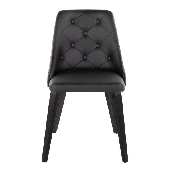 Marche Black Faux Leather Contemporary Dining Chairs Set of 2 6