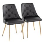 Marche Black Faux Leather Gold Contemporary Dining Chairs (Set of 2) 10 Marche Black Faux Leather Gold Contemporary Dining Chairs (Set of 2)