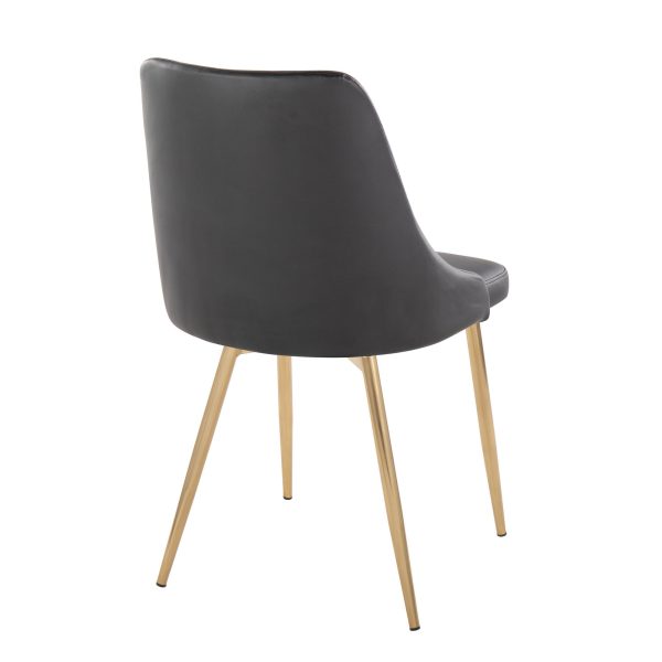 Marche Black Faux Leather Gold Contemporary Dining Chairs Set of 2 4