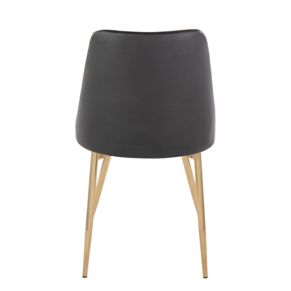 Marche Black Faux Leather Gold Contemporary Dining Chairs Set of 2 5
