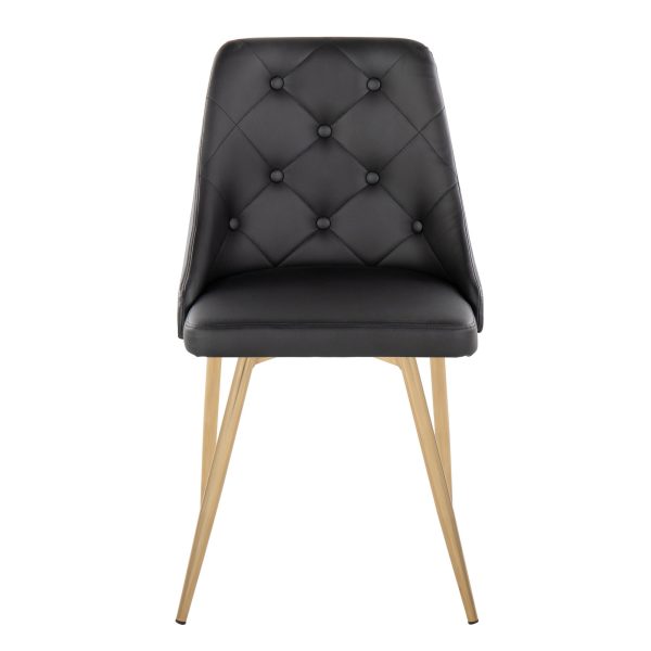 Marche Black Faux Leather Gold Contemporary Dining Chairs Set of 2 6