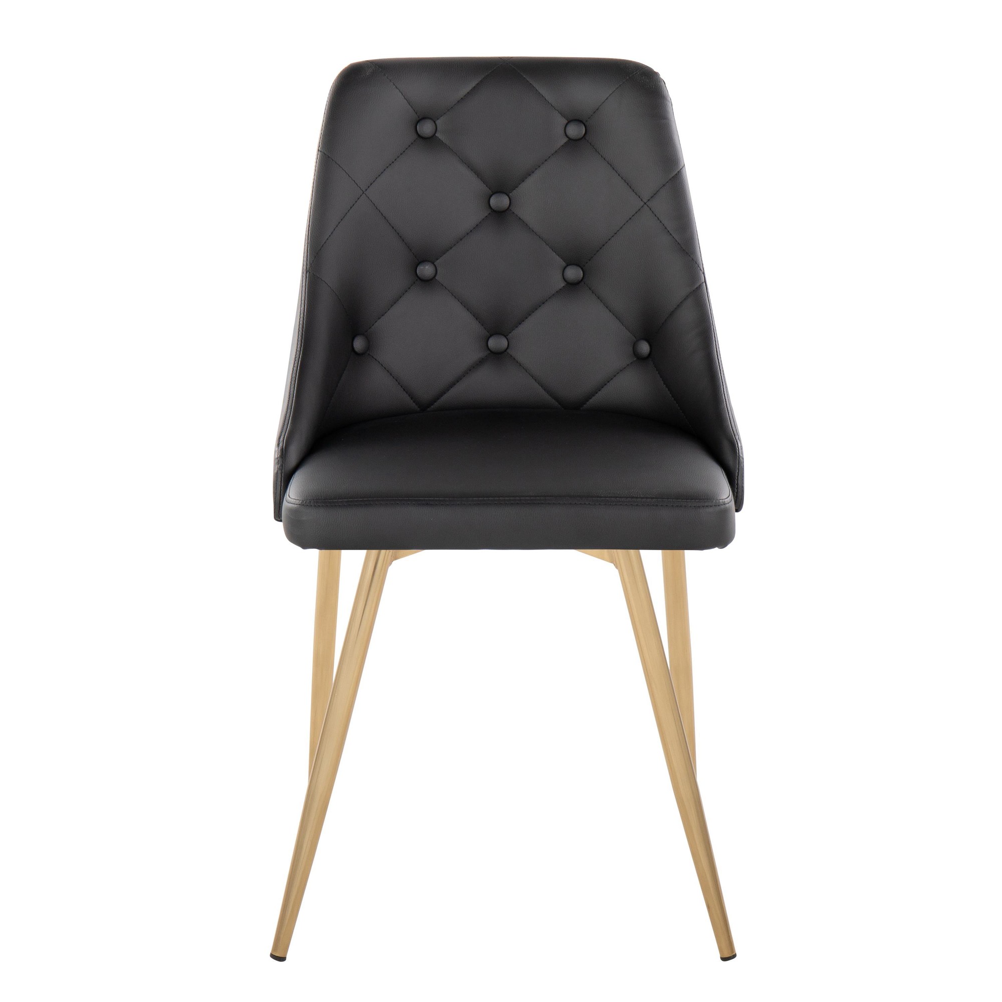 Marche Black Faux Leather Gold Contemporary Dining Chairs (Set of 2) 7 Marche Black Faux Leather Gold Contemporary Dining Chairs (Set of 2) - Image 7