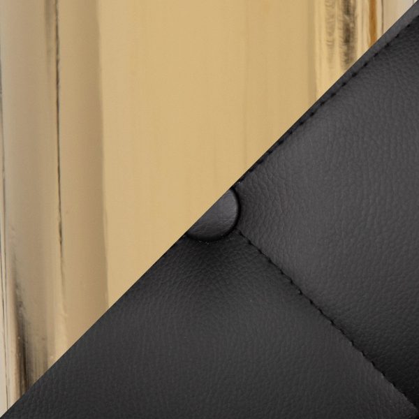 Marche Black Faux Leather Gold Contemporary Dining Chairs Set of 2 7