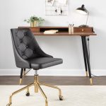 Marche Black Faux Leather Gold Metal Contemporary Office Chair
