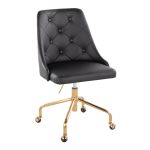 Marche Black Faux Leather Gold Metal Contemporary Office Chair
