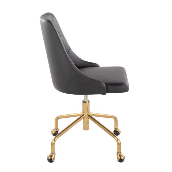 Marche Black Faux Leather Gold Metal Contemporary Office Chair 4