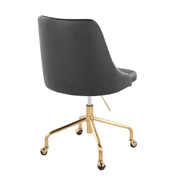 Marche Black Faux Leather Gold Metal Contemporary Office Chair 5