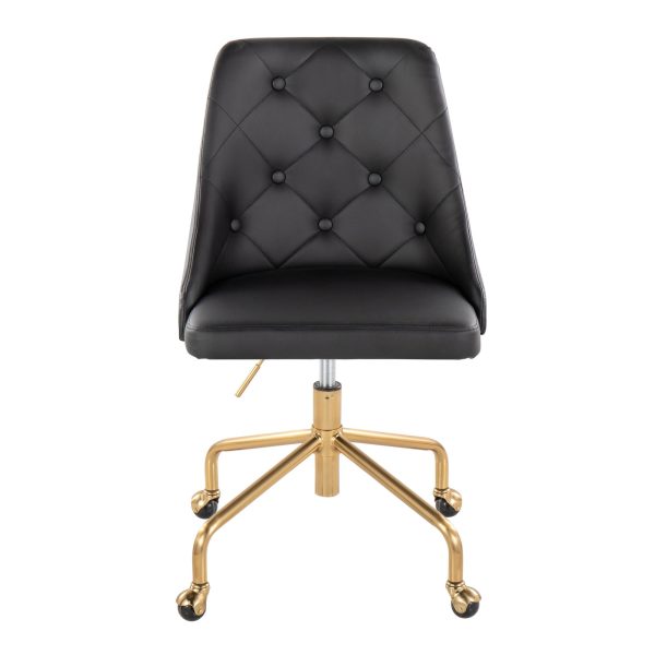 Marche Black Faux Leather Gold Metal Contemporary Office Chair 7