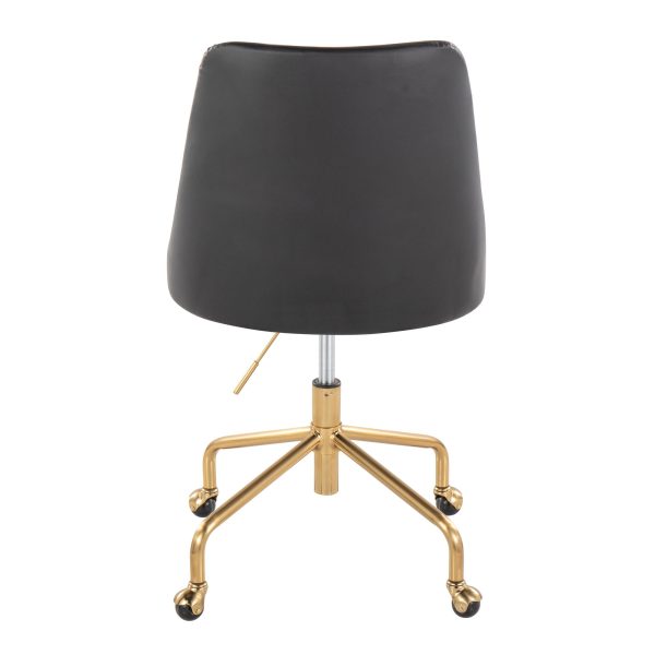 Marche Black Faux Leather Gold Metal Contemporary Office Chair 9