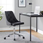 Marche Contemporary Armless Swivel Office Chair in Black Faux Leather 10 Marche Contemporary Armless Swivel Office Chair in Black Faux Leather