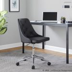 Marche Contemporary Armless Swivel Office Chair in Black Faux Leather 9 Marche Contemporary Armless Swivel Office Chair in Black Faux Leather