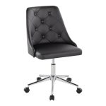 Marche Contemporary Armless Swivel Office Chair in Black Faux Leather 11 Marche Contemporary Armless Swivel Office Chair in Black Faux Leather