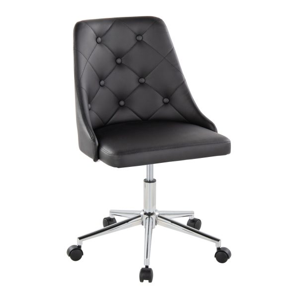 Marche Contemporary Armless Swivel Office Chair in Black Faux Leather 2