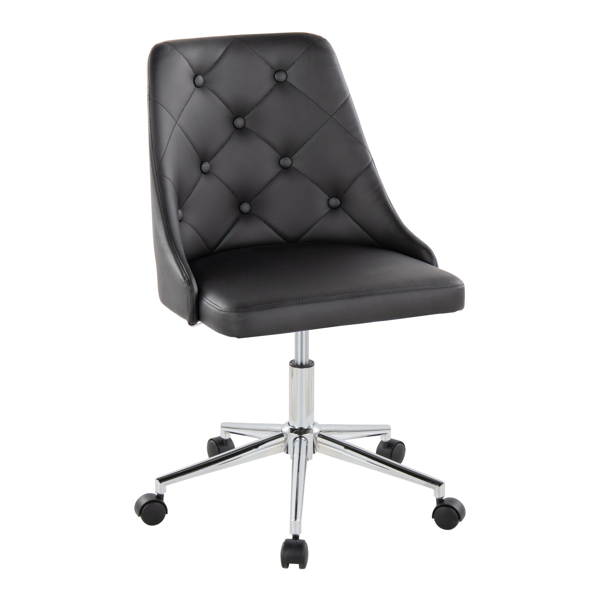 Marche Contemporary Armless Swivel Office Chair in Black Faux Leather 3 Marche Contemporary Armless Swivel Office Chair in Black Faux Leather - Image 3