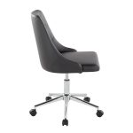 Marche Contemporary Armless Swivel Office Chair in Black Faux Leather 12 Marche Contemporary Armless Swivel Office Chair in Black Faux Leather