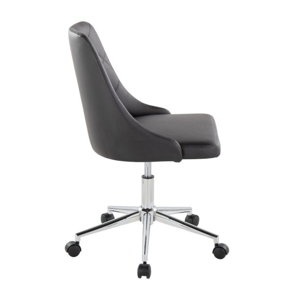 Marche Contemporary Armless Swivel Office Chair in Black Faux Leather 3