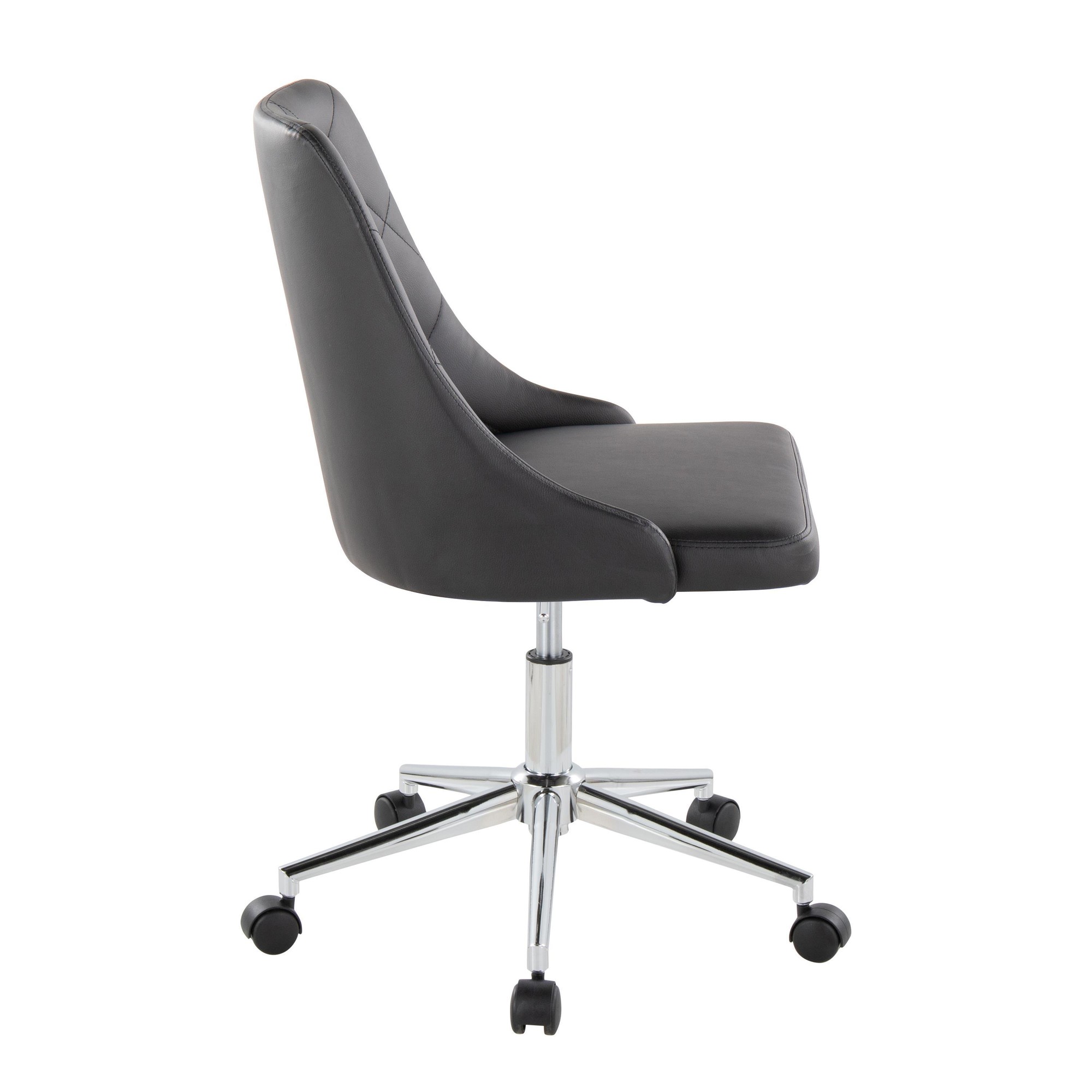 Marche Contemporary Armless Swivel Office Chair in Black Faux Leather 4 Marche Contemporary Armless Swivel Office Chair in Black Faux Leather - Image 4