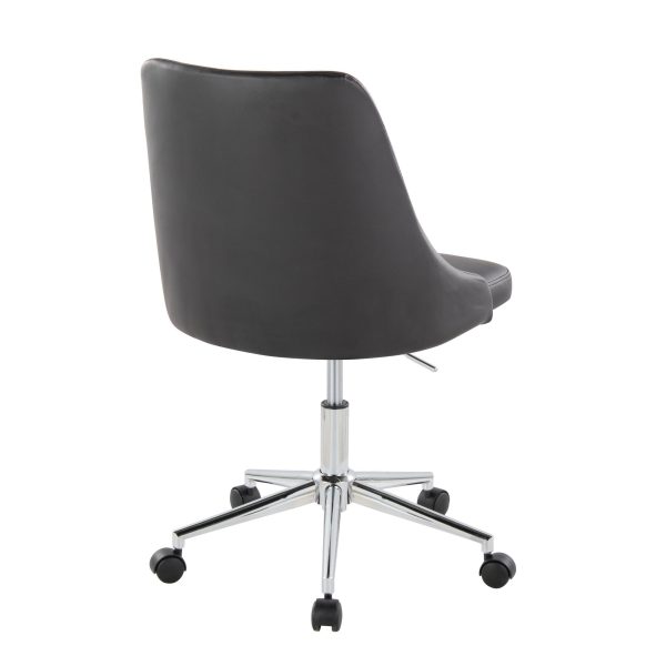 Marche Contemporary Armless Swivel Office Chair in Black Faux Leather 4