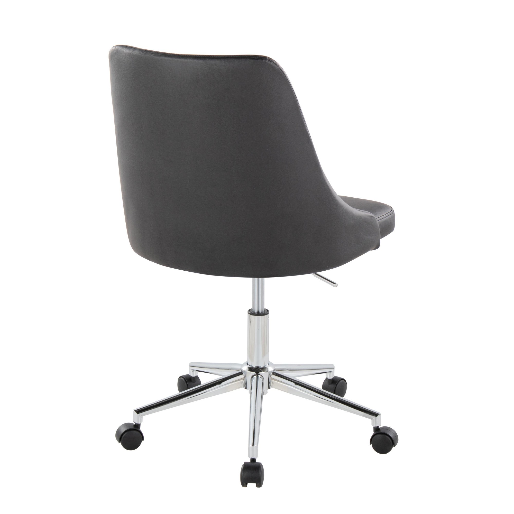 Marche Contemporary Armless Swivel Office Chair in Black Faux Leather 5 Marche Contemporary Armless Swivel Office Chair in Black Faux Leather - Image 5
