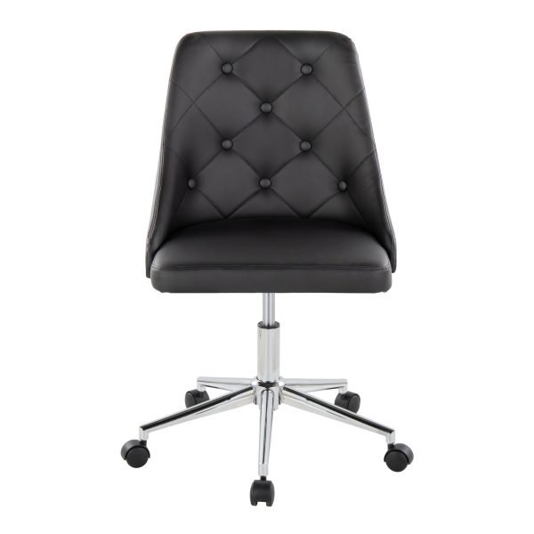 Marche Contemporary Armless Swivel Office Chair in Black Faux Leather 6