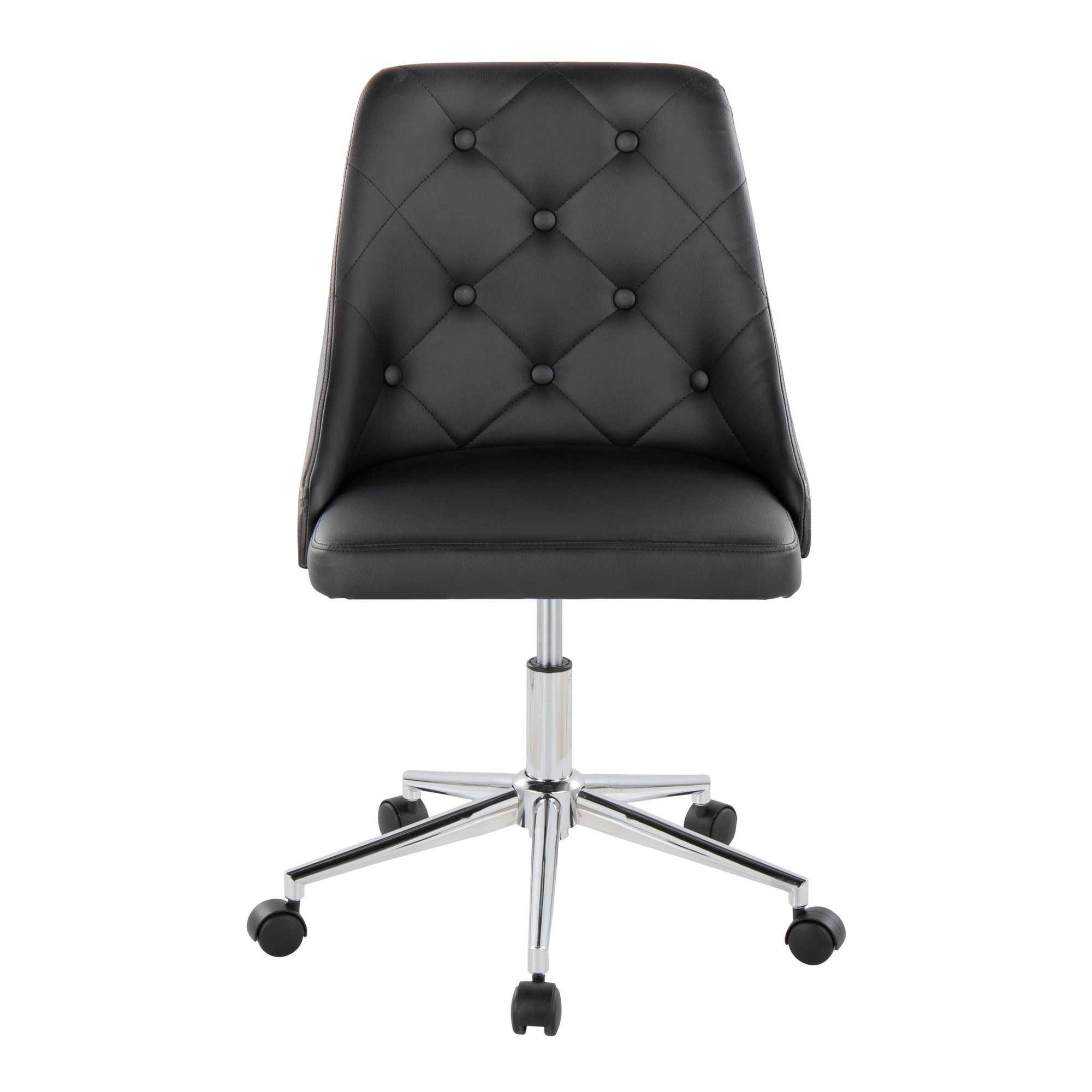 Marche Contemporary Armless Swivel Office Chair in Black Faux Leather 7 Marche Contemporary Armless Swivel Office Chair in Black Faux Leather - Image 7