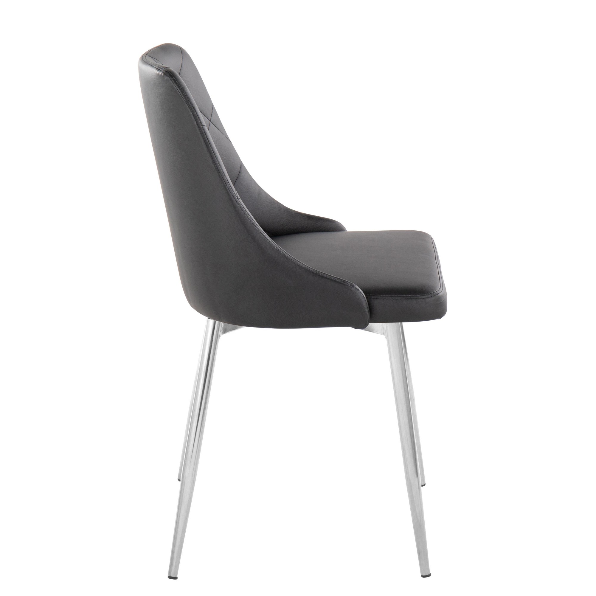 Marche Contemporary Black Faux Leather Chrome Accent Dining Chairs (Set of 2) 5 Marche Contemporary Black Faux Leather Chrome Accent Dining Chairs (Set of 2) - Image 5